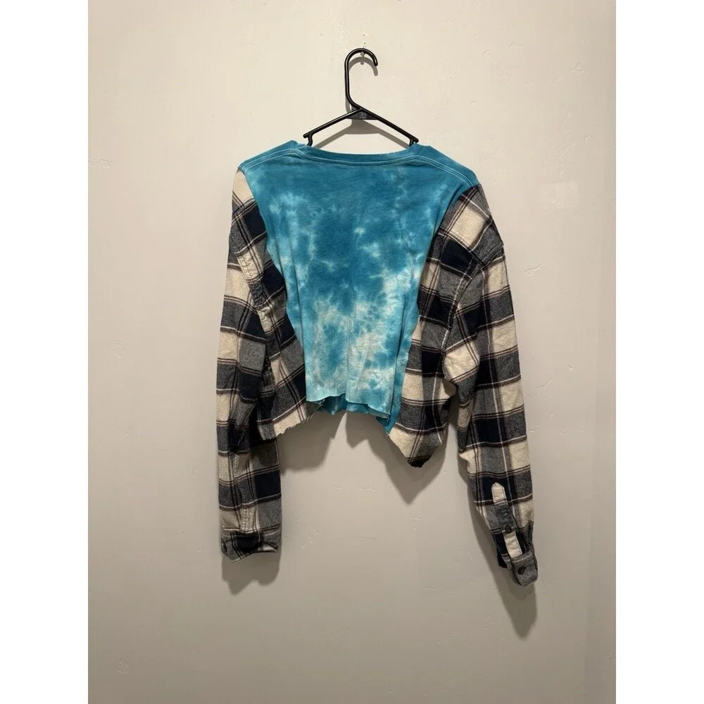 Reworked Upcycle Grunge Oversize Crop Distressed Panic at the Disco Top L/XL - Picture 3 of 5